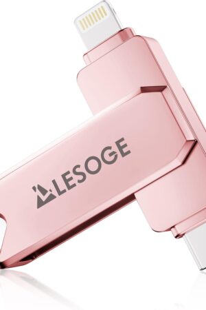 MFi Certified Flash Drive 256GB for iPhone Photo Stick Thumb Drive, High Speed USB Memory Stick iPhone Flash Drive for Photos, External Storage Jump Drive for iPhone/iPad/Android/PC (Light Pink)