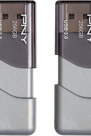 PNY P-FD256X2TBOP-MP 256GB Turbo Attaché 3 USB 3.0 Flash Drive,Silver (Pack of 2)