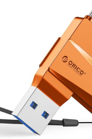 ORICO USB 3.0 Flash Drive 150MB/S 2 in 1 Memory Stick 64GB Metal Housing Swivel Design Support OTG Function for USB C and USB A Devices, Backward-Compatible USB2.0 -CB05 OR