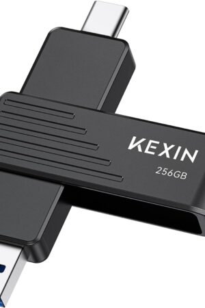 KEXIN Dual USB C Thumb Drive 256GB up to 1000MB/s Flash Drive with Type-C and USB-A Connectors USB 3.2 Gen 2 USB Drive 256G Swivel Memory Stick for iPhone 15/16/17, Smartphone, Tablet, Laptop