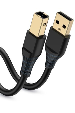 HP Printer Cable 6ft, Square USB A to USB B Cable for Printer/Scanner Epson, HP, Canon, Brother, Ethernet Print Smoothly Connect to Computer/Laptop/Pc - USB 2.0 Type B Impresora Midi Long Cord, 6 Foot