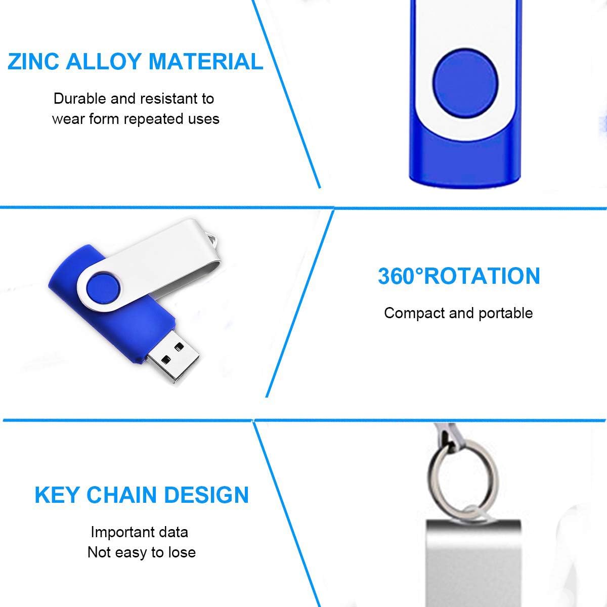 EASTBULL 4GB USB Bulk Flash Drives 100 Pack USB 2.0 Flash Drives Bulk USB Drives Bulk Thumb Drive Pack Memory Stick (Blue 100Pack) - Image 3