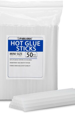 Parlora Hot Glue Sticks, Mini Size, 6" Long x .27" Diameter, 50 Count, Clear, for Kids Adults DIY Art Craft Gluing Repairing Sealing Festival Home Decoration