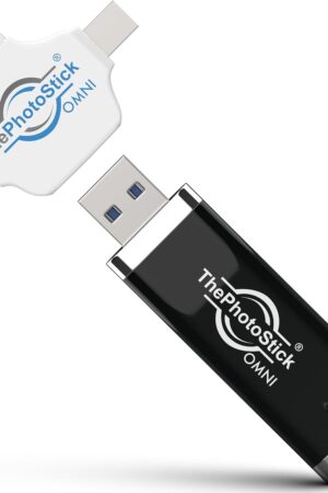 ThePhotoStick® Omni 128GB USB Flash Drive & Memory Stick – Automatic Photo & Video Backup for iPhone, Android, Mac & PC – Multiport Connection to Easily Store & Transfer Files