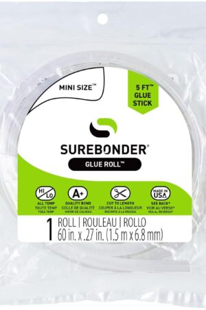 Surebonder Mini Hot Glue Stick Roll, 60" (5 Feet), 5/16" Diameter - Long Glue Stick, Uninterrupted Gluing, All Purpose for Crafting and DIY, Clear
