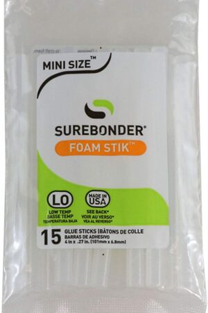 Surebonder Mini Low-Temp Foam Hot Glue Sticks for Low-Temp Glue Guns – Perfect for Foam, Crafting, and Delicate Projects - 15-Pack, Clear