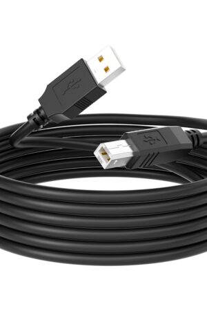 USB 2.0 Printer Cable 15 FT,USB 2.0 A to B Connector, High - Speed Data Transfer for Printers & Scanners, Compatible with HP, Canon, Epson, Brother and More Black, 15FT