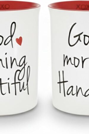 Cottage Creek Mugs | Mug Set of 2 16oz. Ceramic Coffee Cups | Good Morning Handsome, Beautiful Coffee Mugs for Men and Women | Couples Engagement, Bridal Shower, Wedding & Valentine's Day Gifts