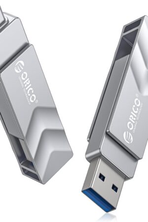 ORICO 128GB USB C Flash Drive, USB 3.2 Gen 1 Dual Drive 150MB/s, Zinc Alloy Thumb Drive with USB-A & USB-C for iPhone 16/15/17 Series, MacBook, Android Phone, iPad, PC, Laptop, Travel & Data Storage