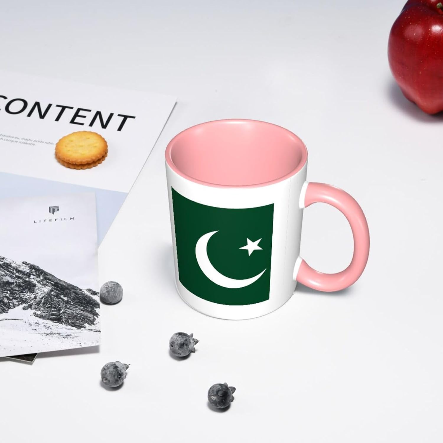 Pink Ceramic Mugs for Exquisite Unique Flag of Pakistan Pattern Print Smooth Practical Durable Easy to Clean - Image 8