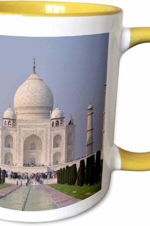 3dRose Taj Mahal In Delhi, India 15oz Two-Tone Yellow Mug