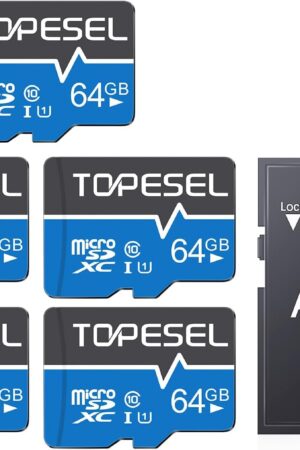 TOPESEL 64GB Micro SD Card 5Pack Micro SDXC Memory Card UHS-I, High Speed Flash TF Card for Camera/Smartphone/Dash Cam/Tablet/PC, C10, U1(64GB 5Pack)