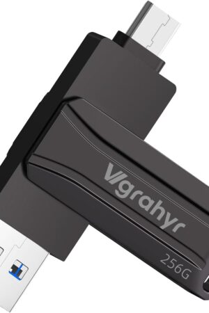 256GB USB Flash Drive, Dual USB A & Type-C Thumb Drive, Up to 150MB/s, Swivel Metal Housing, 2-in-1 Memory Stick for Android, Tablets, Laptops & PCs, USB OTG Jump Drive, iPhone 15/16/17 Compatible