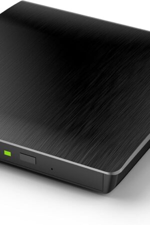 Ziweo External CD DVD Drive, Portable USB 3.0 Type-C CD Burner CD +/-RW Drive DVD Player for ROM Rewriter Burner Compatible with Laptop Desktop PC Windows MacBook Linux Mac OS