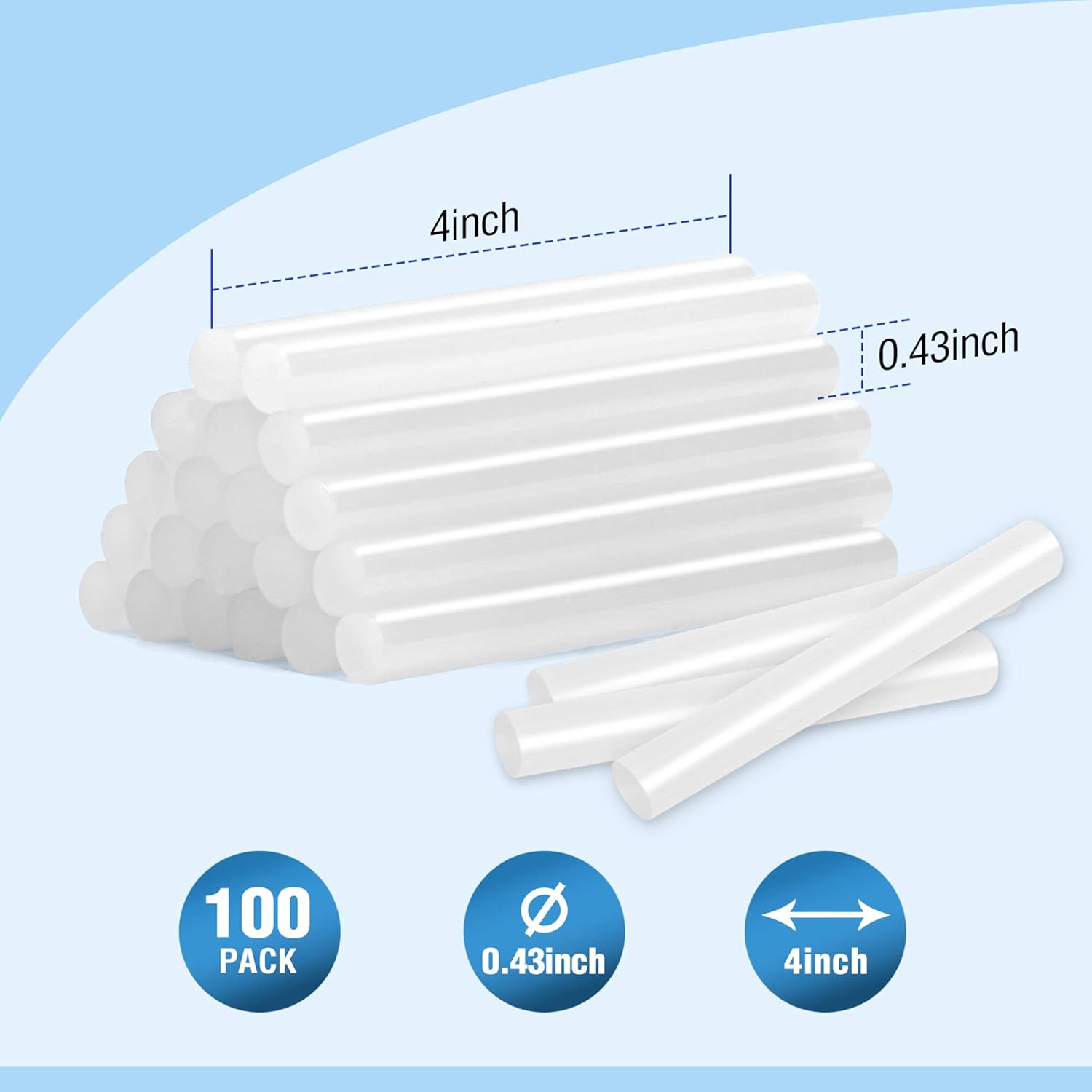 WORKPRO Full Size Hot Glue Sticks, 100-pack, 0.43x4 Inches, Compatible with Most Glue Guns, Multipurpose for DIY Art Craft General Repairs, Home Decorations and Gluing Projects - Image 2