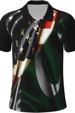 Flag T Shirt Novelty Polo Men's Vintage Shirts Funny- Short Sleeve, Soft & Casual Stylish