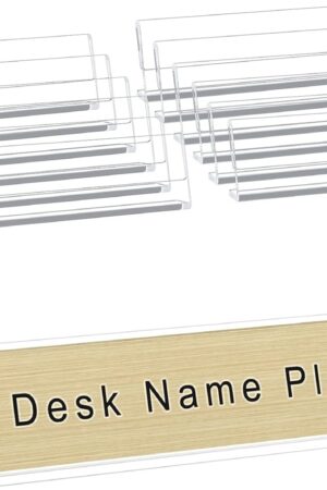 Acrylic 12 Pack Name Plates for Desks, AITEE 2x8 Clear Desk Name Plate Personalized, Desk Sign Holder for Table Display, Tent Name Plate Display for Office Conference, Business Event/School Classroom