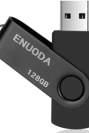 128GB Flash Drive ENUODA 1 Pack Thumb Drive 128GB Swivel Design USB 2.0 Memory Stick Data Storage Jump Drive Pen Drive for Laptop PC Computer (Black)