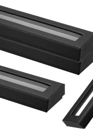 PATIKIL Pen Gift Box, 4 Pack Empty Pen Case Cardboard Case with Clear Window Pen Presentation Display Box for Pencil Ballpoint Jewelry Business Office, Black