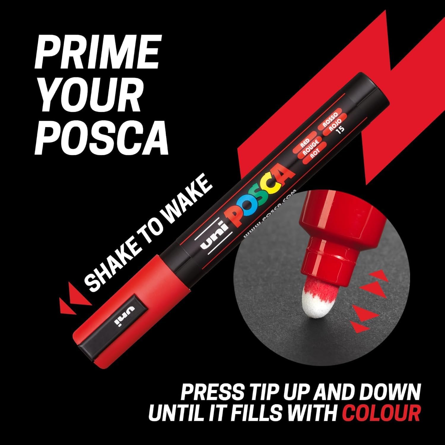 POSCA Black & White - Medium to Broad Set of 8 Pens (PC-17K, PC-8K, PC-5M, PC-3M) - Image 3