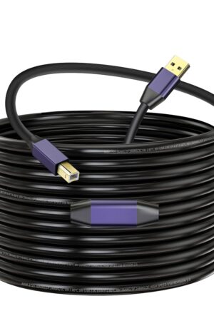Active USB 2.0 Printer Cable 50ft - A-Male to B-Male High Speed Printer/Scanner/Repeater Cable for HP, Canon, Epson, Dell, Samsung etc