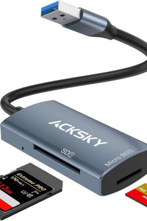 SD Card Reader, ACKSKY Micro SD Card Adapter, SD Card to USB Adapter, USB 3.0 Memory Card Reader, Supports TF SD SDHC SDXC Micro SD Micro SDHC Micro SDXC MMC, RS-MMC UHS-I Cards