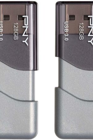 PNY 128GB Turbo Attaché 3 USB 3.0 Flash Drive, Silver (Pack of 2)
