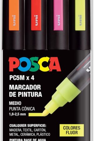 Posca UNI Set PC 5M Fluor – Pack of 4 Markers