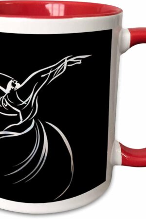 3dRose Whirling Dervish - sufi whirling,meditation, dervishes,rebirth,love, acrylic painting, islam,turkish 11oz Two-Tone Red Mug