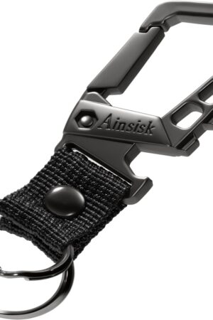 Heavy duty key chain,bottle opener function car keychains,versatile metal snap hook carabiner clip and 2 key rings