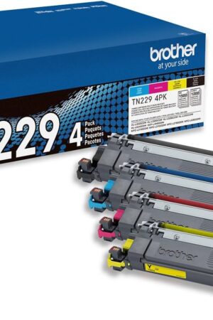Brother Genuine TN2294PK Standard Yield 4-Pack Printer Toner Cartridges - Black, Cyan, Magenta, Yellow Toner Multipack