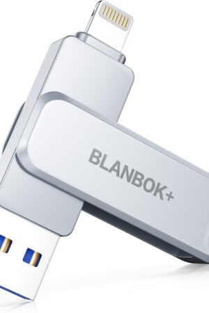 MFi Certified 256GB Flash Drive for iPhone Photo Stick, USB Memory Stick High Speed iPhone Flash Drive, External Memory Storage USB Stick Thumb Drive for iPhone/iPad/Android/PC (Metallic Silver)