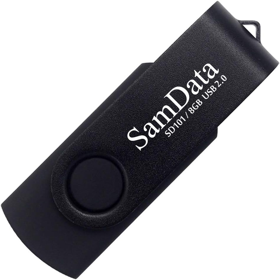 SamData USB Flash Drive 8GB 1 Pack USB 2.0 Thumb Drive Swivel Memory Stick Data Storage Jump Drive Zip Drive Drive with Led Indicator (Black, 8GB-1Pack) - Image 2