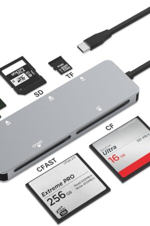 CFast 2.0 Card Reader, USB C CFast Card Reader 3.0 5Gbps CFast/CF/SD/TF/XD - 5 in 1 Memory Card Reader/Adapter for San Disk, Lexar, Transcend, Sony Card, Read CFast/TF/SD/XD/CF 5 Cards Simultaneously