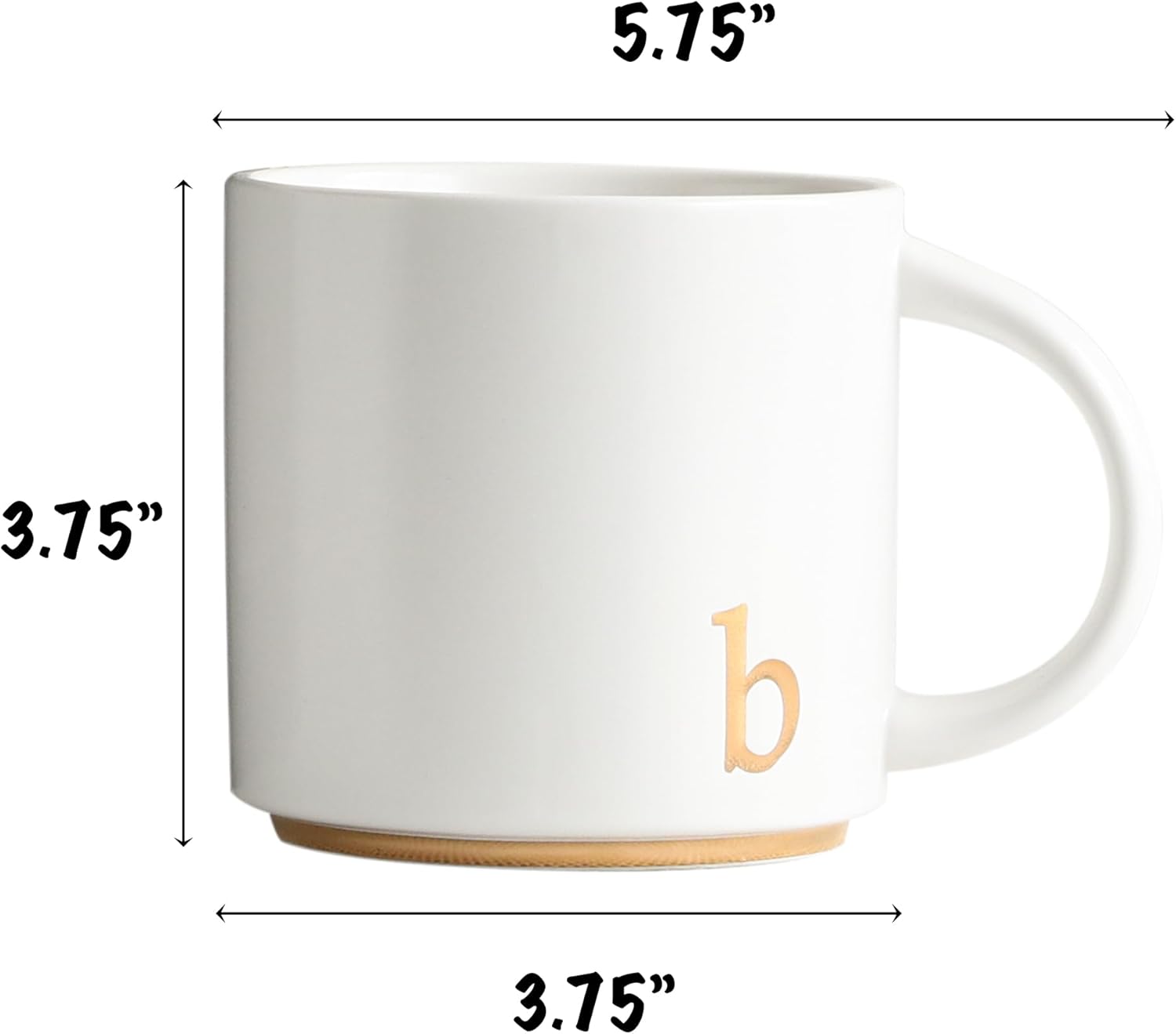 COLLECTIVE HOME - Monogram Ceramic Mugs, 15 oz Golden Initial Coffee Cups, Elegant Alphabet Tea Mugs, Elegant Personalized Mug with Gift Box, Luxurious Cups for Office and Home (b) - Image 2
