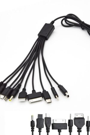 Universal Chargers for All Devices, Universal Phone Charger for All Phones, 10 in 1 Charging Cable with 10 Ports, Old USB Charger Cord for Cell Phones, Earphones, Speakers, MP3, MP4