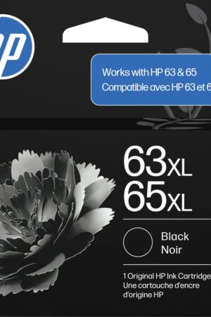HP 63XL 65XL Black High-Yield Ink Cartridge | Works AMP; DeskJet 1100, 2100, 2600, 3600; Envy 4500, 5000; OfficeJet 3800, 4600, 5200 Series | B7RT5AN Works with Both 63 and 65 Ink