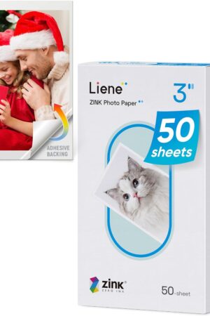 Liene Zink Pearl K100 Photo Paper 2x3″ 50 Sheets, Premium Photo Printer Paper w/Adhesive Back, Waterproof, Smudge Proof, Tear Proof, Instant Photo Paper Compatible w/Liene 2x3″ Photo Printer Scrapbook