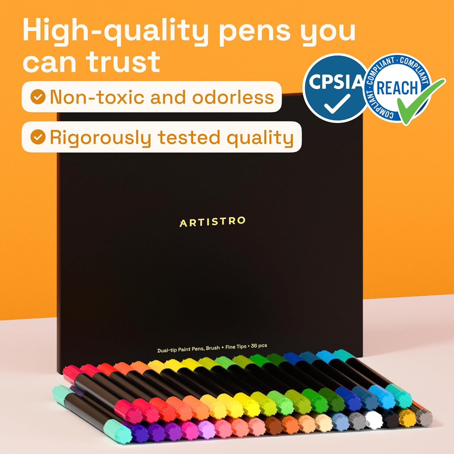 ARTISTRO 36 Acrylic Paint Markers - Paint Pens for Drawing - For Fabric, Rock, Glass, Wood, Molds - Arts & Crafts Gift for Adults, Teens, Kids, Classroom Must Haves & School Supplies - Image 8