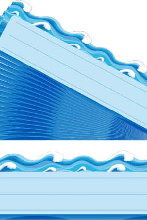 Maitys 60 Sheets Ocean Waves Name Plates for Classroom Die Cut Name Tags for Desk Classroom Flat Nameplates for Kids Teaching Tool Labeling Office Decorations