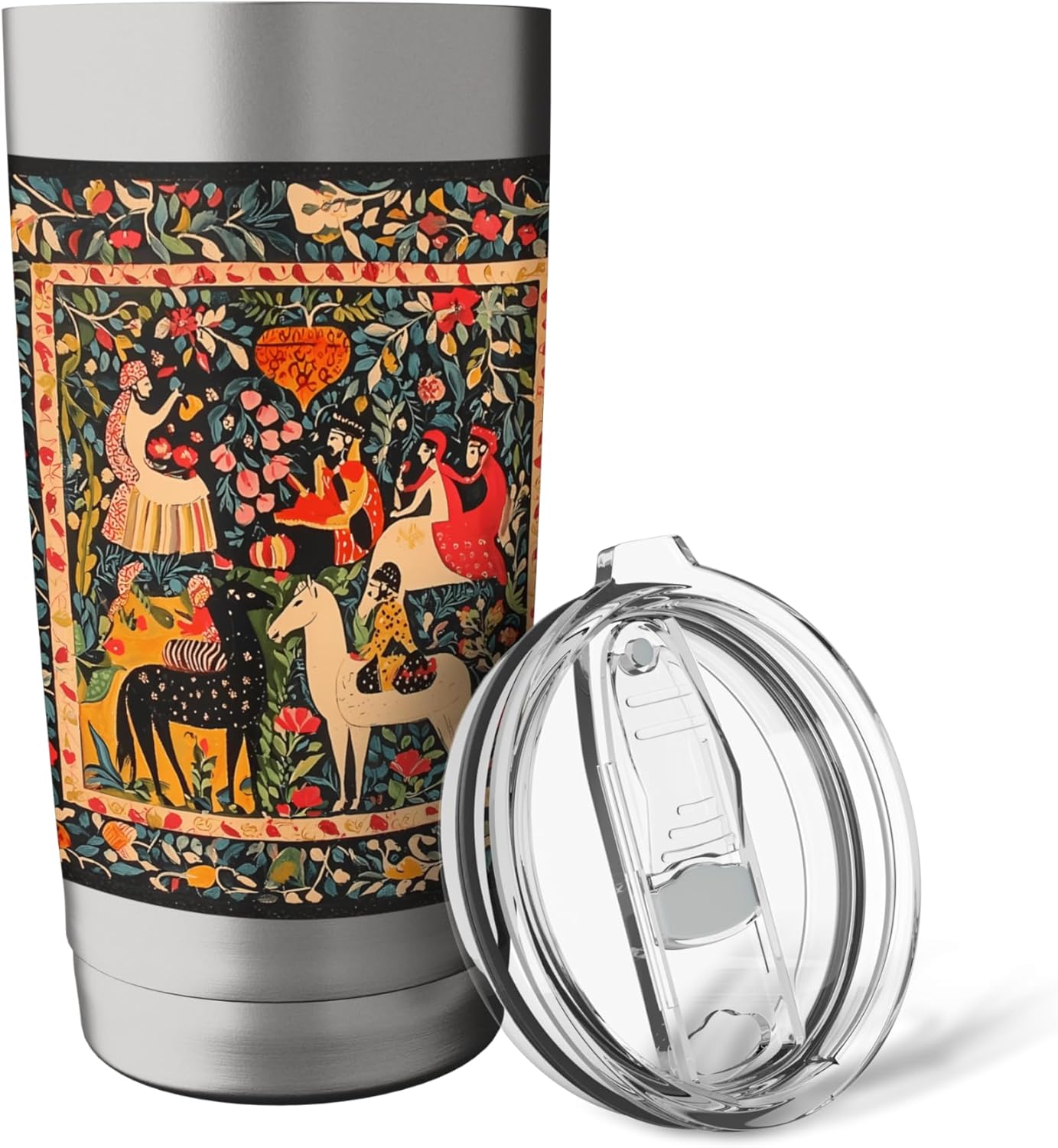 Persian Miniature Garden Folk Art Stainless Steel Insulated Tumbler - Image 5