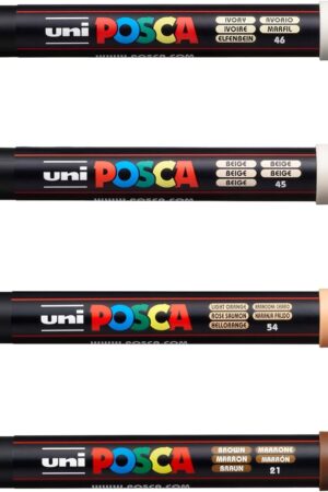 Posca Paint Markers Set of 4 Warm Neutral Tones; 3M Fine POSCA Markers with Reversible Tips; POSCA Marker Set of Acrylic Paint Pens | POSCA Pens for Art Supplies; Fabric Paint; Fabric Markers