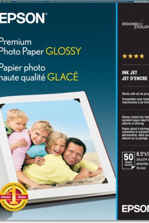Epson Premium Photo Paper Glossy, 50 sheets, 8.5 X 11, (S041667)