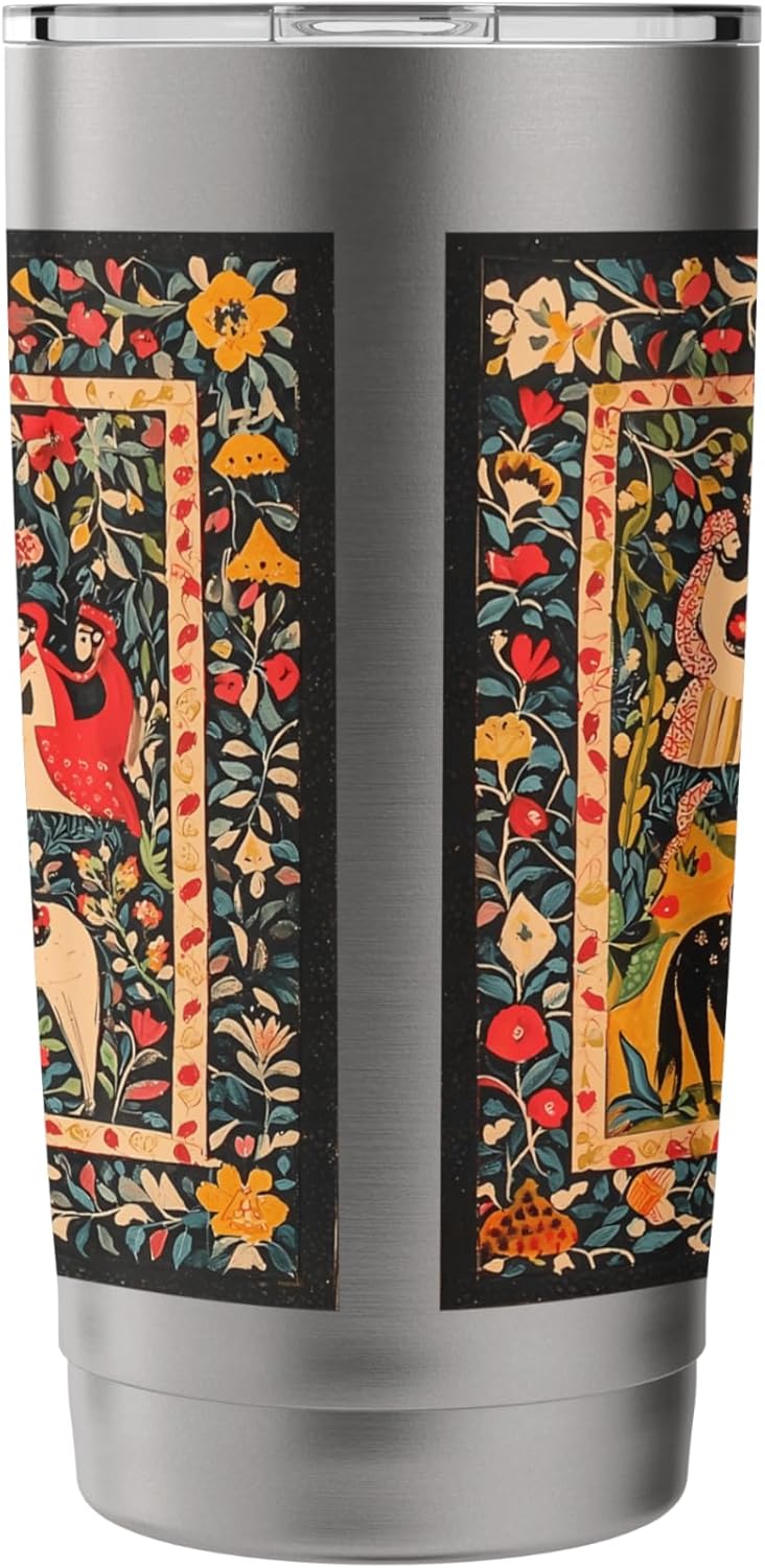 Persian Miniature Garden Folk Art Stainless Steel Insulated Tumbler - Image 4