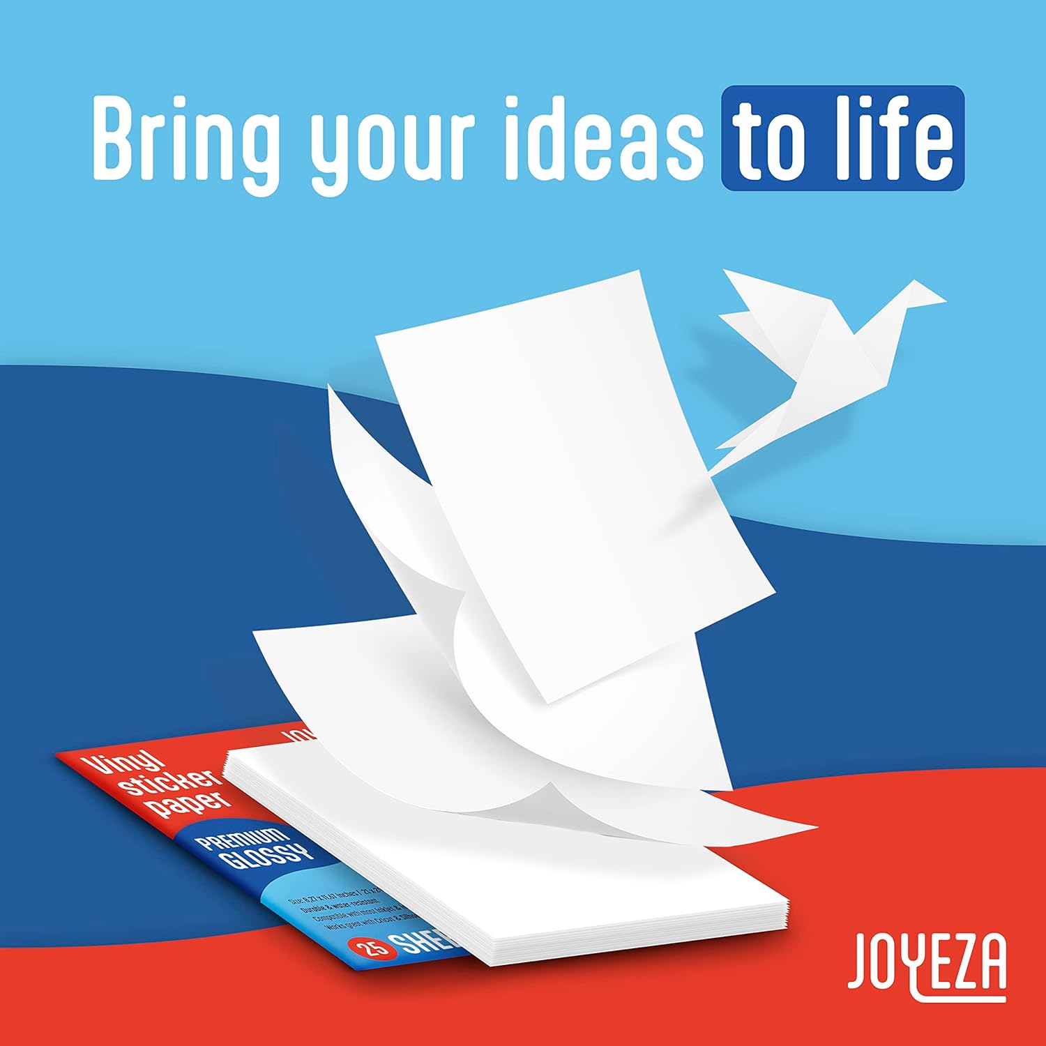 JOYEZA Premium Printable Vinyl Sticker Paper for Inkjet Printer - 25 Sheets Glossy White Waterproof, Dries Quickly Vivid Colors, Holds Ink Well - Inkjet & Laser Printer - Image 8