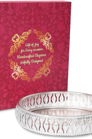 NOBILITY Decorative Tray Silver Dry Fruit Dessert Chocolate Serving Sets Friends Family Home Pooja Decorative Corporate Christmas Diwali Puja Housewarming Gifts Wedding Return Gift Items