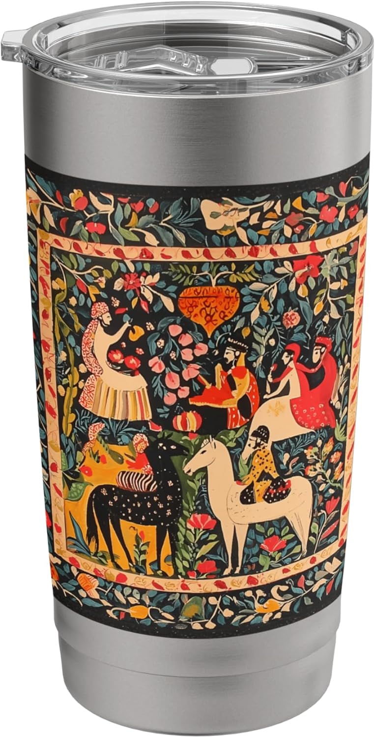 Persian Miniature Garden Folk Art Stainless Steel Insulated Tumbler