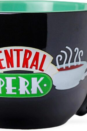 Silver Buffalo FRIENDS Central Perk Black Ceramic Mug Oversized for Coffee, Soup, 24 Ounces