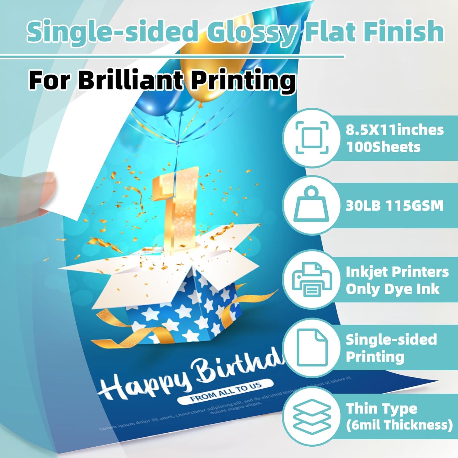 Glossy Thin Printer Paper 8.5x11 Inches 100 Sheets for DIY Chip Bag and Custom Party Favors 30LB - Image 2