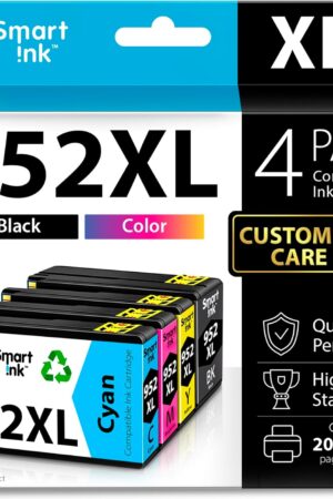 Smart Ink Compatible Ink Cartridges Replacement for HP 952XL 952 XL 4 Combo Pack (Black, Cyan/Magenta/Yellow) to use with HP OfficeJet Pro 8710 7740 8720 8715 8210 8703 OfficeJet 8702 Printers